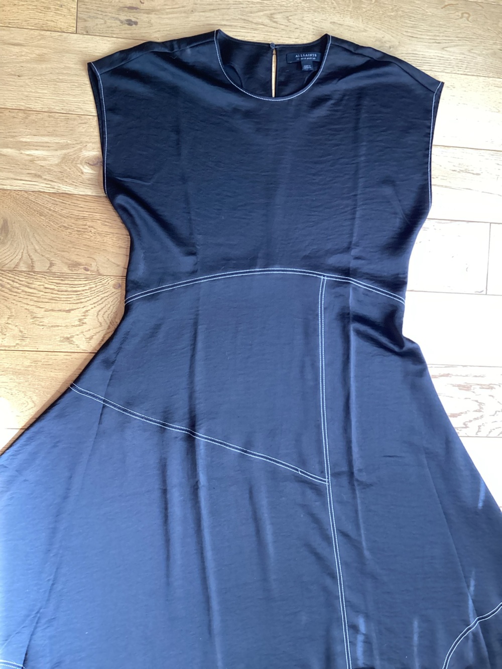 All Saints Agnes cap sleeve handkerchief, hem dress black - Picture 6 of 8